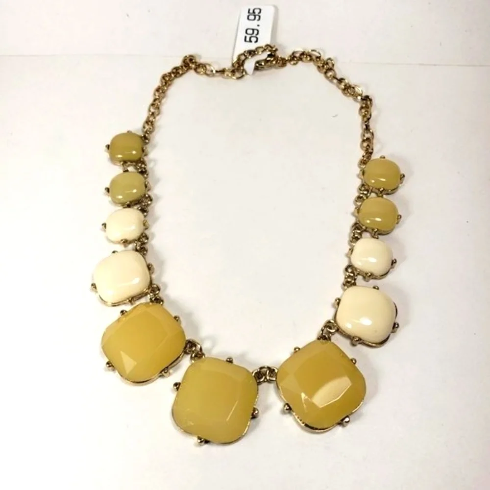 Colorful Stones Statement Necklace – Polished Gold - Stunning 20